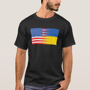 ウクライナアメリカウクライナ米国国旗 Tシャツ