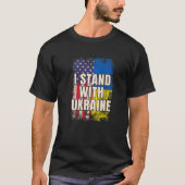 ウクライナアメリカ国旗を掲げる Tシャツ (正面)