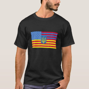 ウクライナアメリカ国旗ウクライナアメリカ合衆国ウクレイン Tシャツ