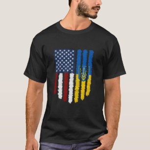 ウクライナアメリカ国旗ウクライナアメリカLong S Tシャツ