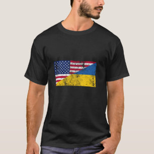 ウクライナアメリカ国旗ウクライナアメリカUSA Di Tシャツ