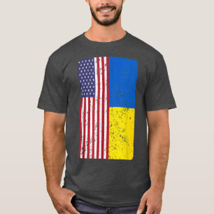 ウクライナアメリカ国旗ウクライナUSA I Stand With U Tシャツ
