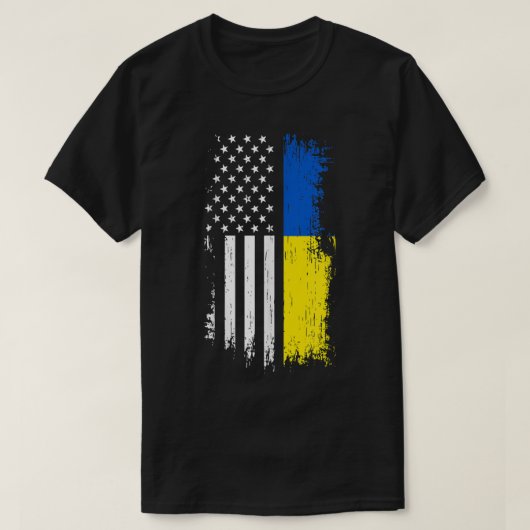 ウクライナアメリカ国旗Tシャツ – プライドウクライナUS Tシャツ (デザイン正面)