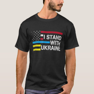 ウクライナアメリカ国旗Ukrainiと共に支持 Tシャツ