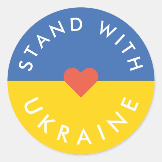 ウクライナアンチ戦争抗議ウクライナ国旗で立つ ラウンドシール (正面)