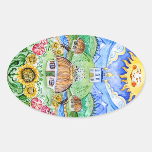 ウクライナイースターエッグピサンカ 楕円形シール (正面)