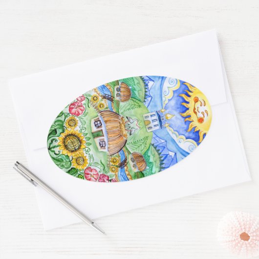 ウクライナイースターエッグピサンカ 楕円形シール (封筒)