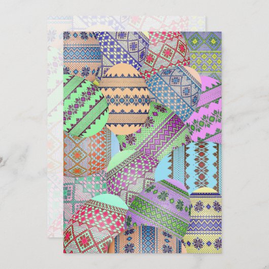 ウクライナイースターエッグ（ピサンキー）招待状 招待状 (正面/裏面)