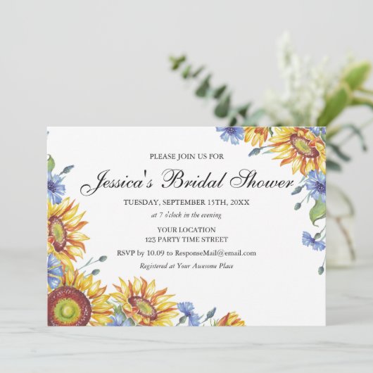 ウクライナウォーターカラーブライダルシャワー招待 招待状 (スタンド正面)