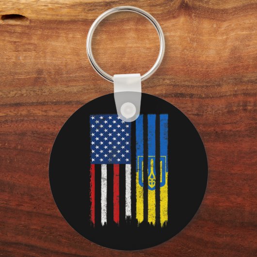 ウクライナウクライナアメリカ国旗のプライドU キーホルダー (正面)