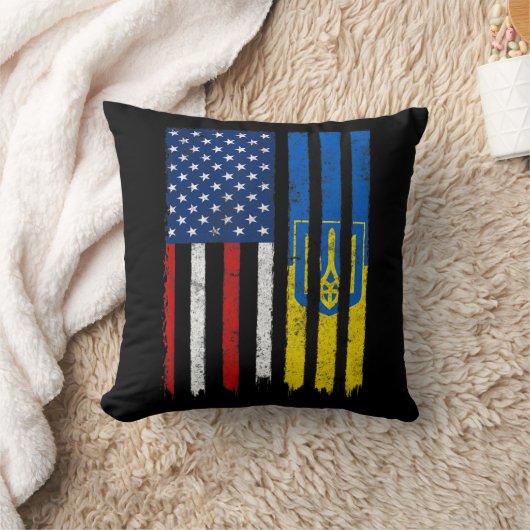 ウクライナウクライナアメリカ国旗のプライドU クッション (ブランケット)