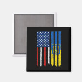 ウクライナウクライナアメリカ国旗のプライドU マグネット (正面/裏面)