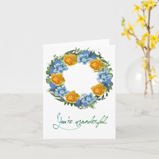 ウクライナウクライナウキフローラリース国旗 カード (黄色い花)