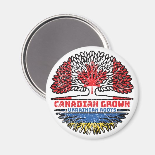 ウクライナウクライナカナダツリールーツ国旗 マグネット (正面/裏面)