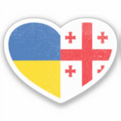 ウクライナウクライナグルジアハートラブフラグ シール (正面)