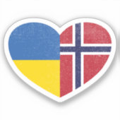 ウクライナウクライナノルウェーハートラブフラグ シール (正面)