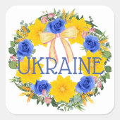 ウクライナウクライナリース花信仰の希望 スクエアシール (正面)