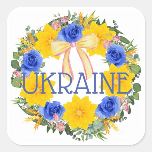 ウクライナウクライナリース花信仰の希望 スクエアシール (正面)