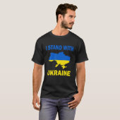 ウクライナウクライナ国旗を掲げてUkrを支持 Tシャツ (正面フル)