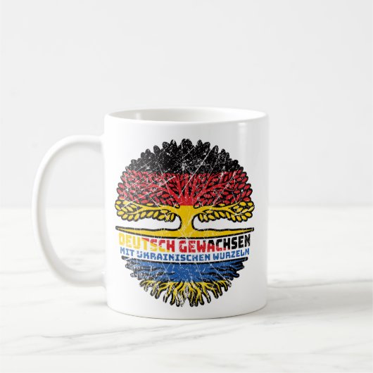 ウクライナウクレニッシュDeutschland Baum Wurzel コーヒーマグカップ (左)