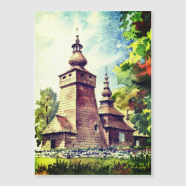 ウクライナウッドチャーチヴィンテージ水彩