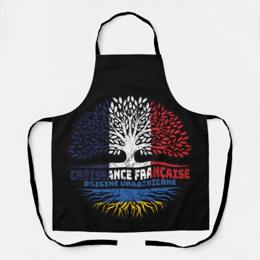 ウクライナウラフランスのンフランスツリールーツ国旗 エプロン (正面)