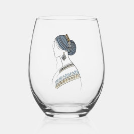 ウクライナエレガントフォークアートステムレスワイングラス ステムなしワイングラス