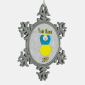 ウクライナエンジェルフラッグブロンドヘア スノーフレークピューターオーナメント (左)