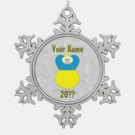 ウクライナエンジェルフラッグブロンドヘア スノーフレークピューターオーナメント