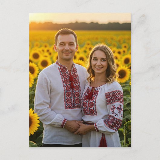 ウクライナカップルラブサンフラワーポストカード ポストカード (正面)