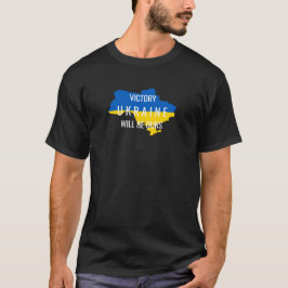 ウクライナカラーの勝利オーバーレイ ブラックTシャツ Tシャツ