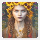 ウクライナガール・オブ・アミュレット&サンフラワー スクエアシール (正面)