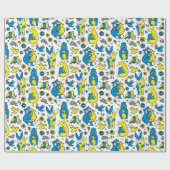 ウクライナキッズブルーイエローアニマルマザーズの色 ラッピングペーパー (フラット)