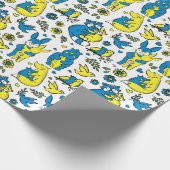 ウクライナキッズブルーイエローアニマルマザーズの色 ラッピングペーパー (角)