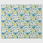 ウクライナキッズブルーイエローアニマルマザーズの色 ラッピングペーパー (フラット)