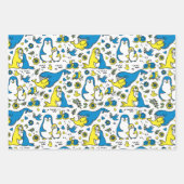 ウクライナキッズブルーイエローホワイトの色 ラッピングペーパーシート (正面2)