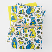 ウクライナキッズブルーイエローホワイトの色 ラッピングペーパーシート (インサイチュ)