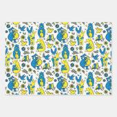 ウクライナキッズブルーイエローホワイトの色 ラッピングペーパーシート (正面)