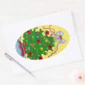 ウクライナクリスマスツリー 楕円形シール (封筒)