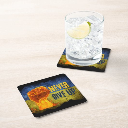 ウクライナグランジ与えの拳を決して上げない スクエアペーパーコースター (インサイチュ)