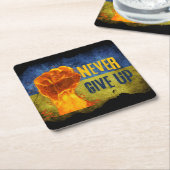 ウクライナグランジ与えの拳を決して上げない スクエアペーパーコースター (アングル)