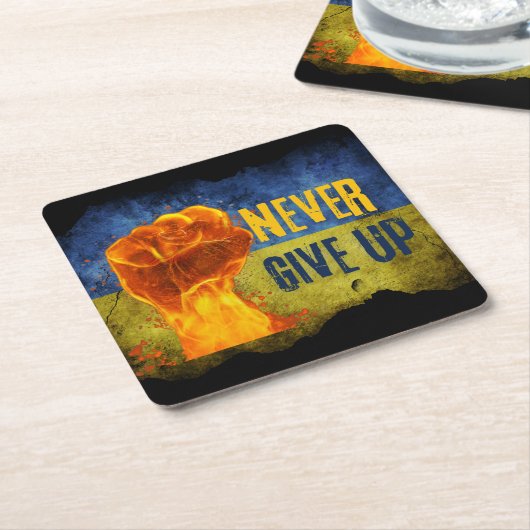 ウクライナグランジ与えの拳を決して上げない スクエアペーパーコースター (アングル)