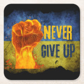 ウクライナグランジ与えの拳を決して上げない スクエアペーパーコースター (正面)