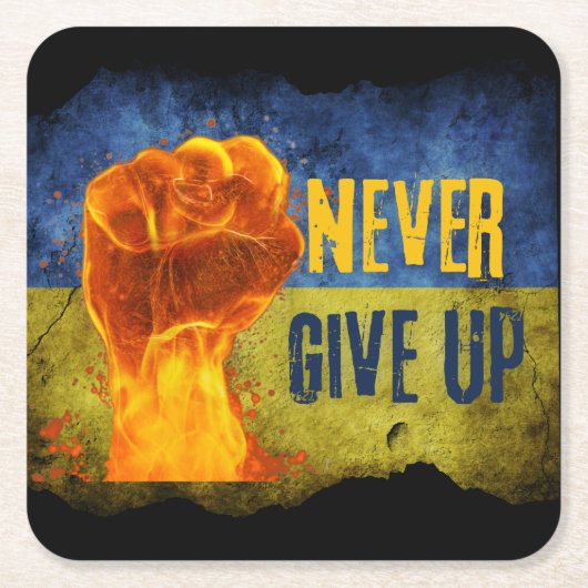 ウクライナグランジ与えの拳を決して上げない スクエアペーパーコースター (正面)