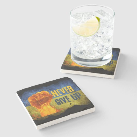 ウクライナグランジ与えの拳を決して上げない ストーンコースター (横)