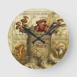 ウクライナグリブ（キノコ）スタンプ・シート ラウンド壁時計