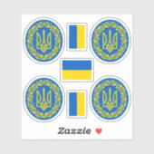 ウクライナコートの腕とフラッグステッカー シール (シート)