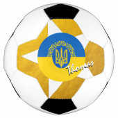 ウクライナサッカー&金ゴールドウクライナ国旗 サッカーボール (正面)