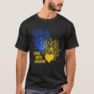 ウクライナサポーター国旗の色ブルーイエローファイアヒアリング Tシャツ