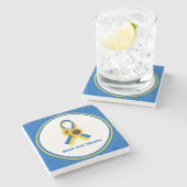 ウクライナサポートリボンで立つ ストーンコースター (横)